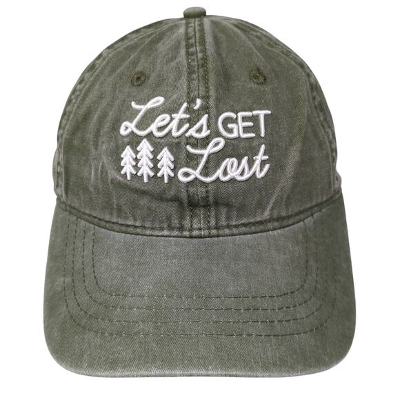 Let's Get Lost Slideback Baseball Cap Green One Size Adjustable Embroidered - Picture 1 of 8